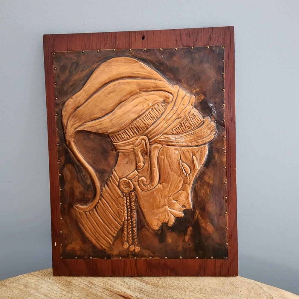 Vintage Embossed Copper Relief Wall Art Cultural Art